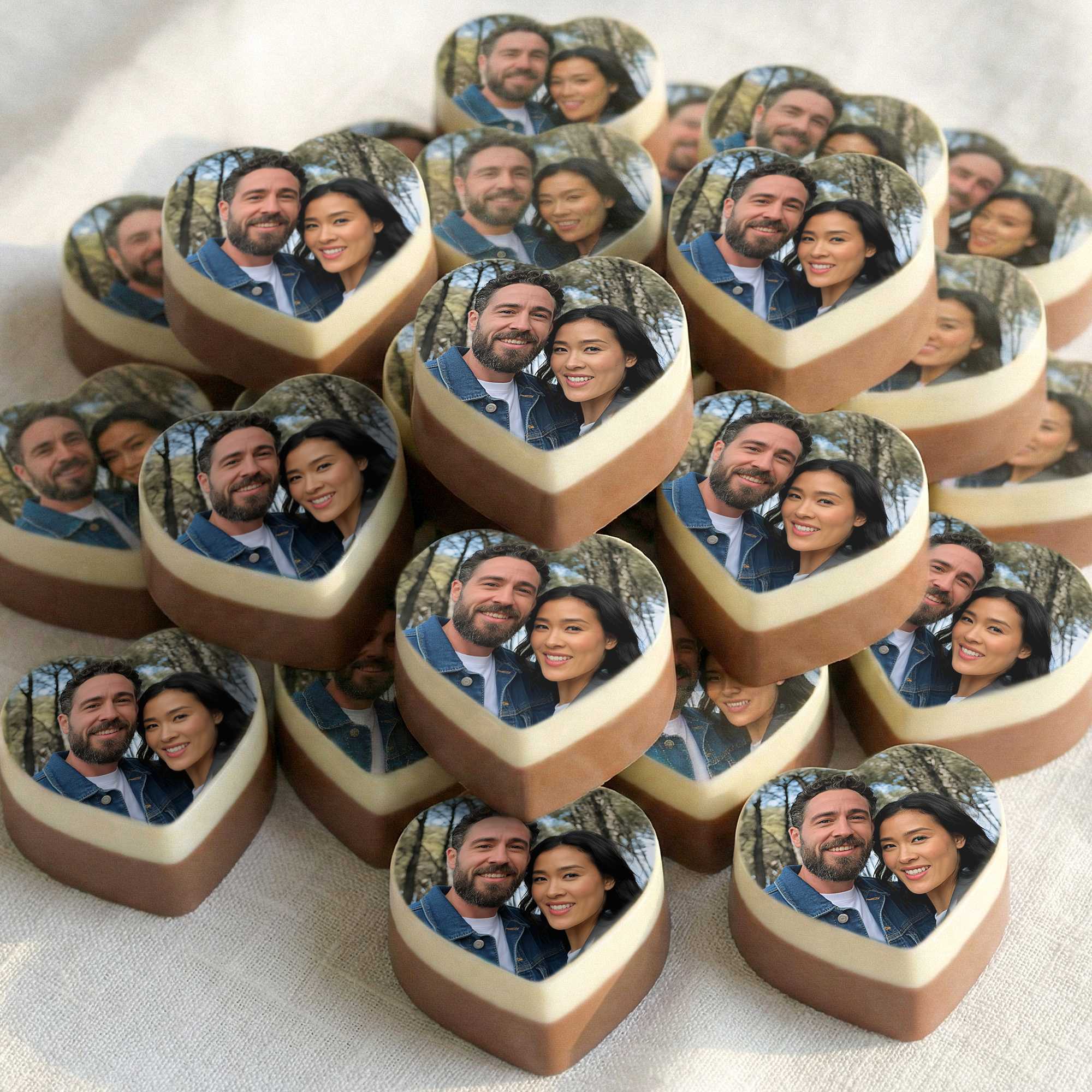 Chocolats personnalisés Coeur massif 24 pièces imprimés avec une photo de couple pour un cadeau unique