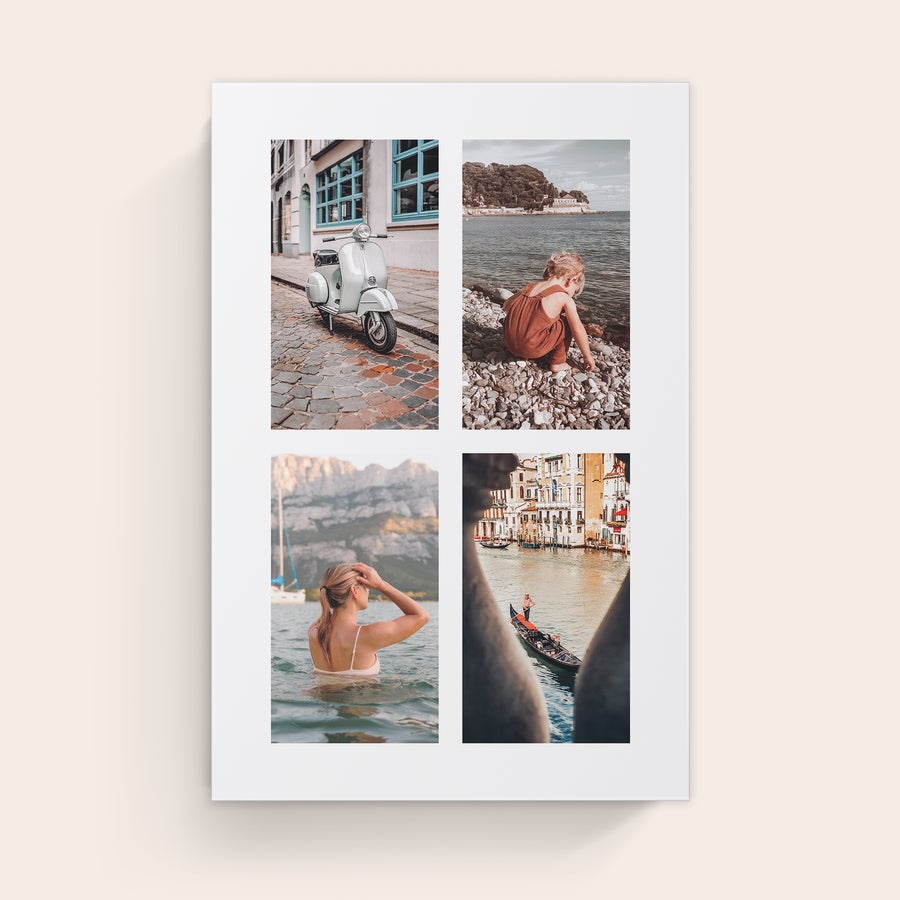 Personalizirano platno Platno s kolažem štirih vaših najljubših fotografij natisnjenih v živo, jasnih barvah