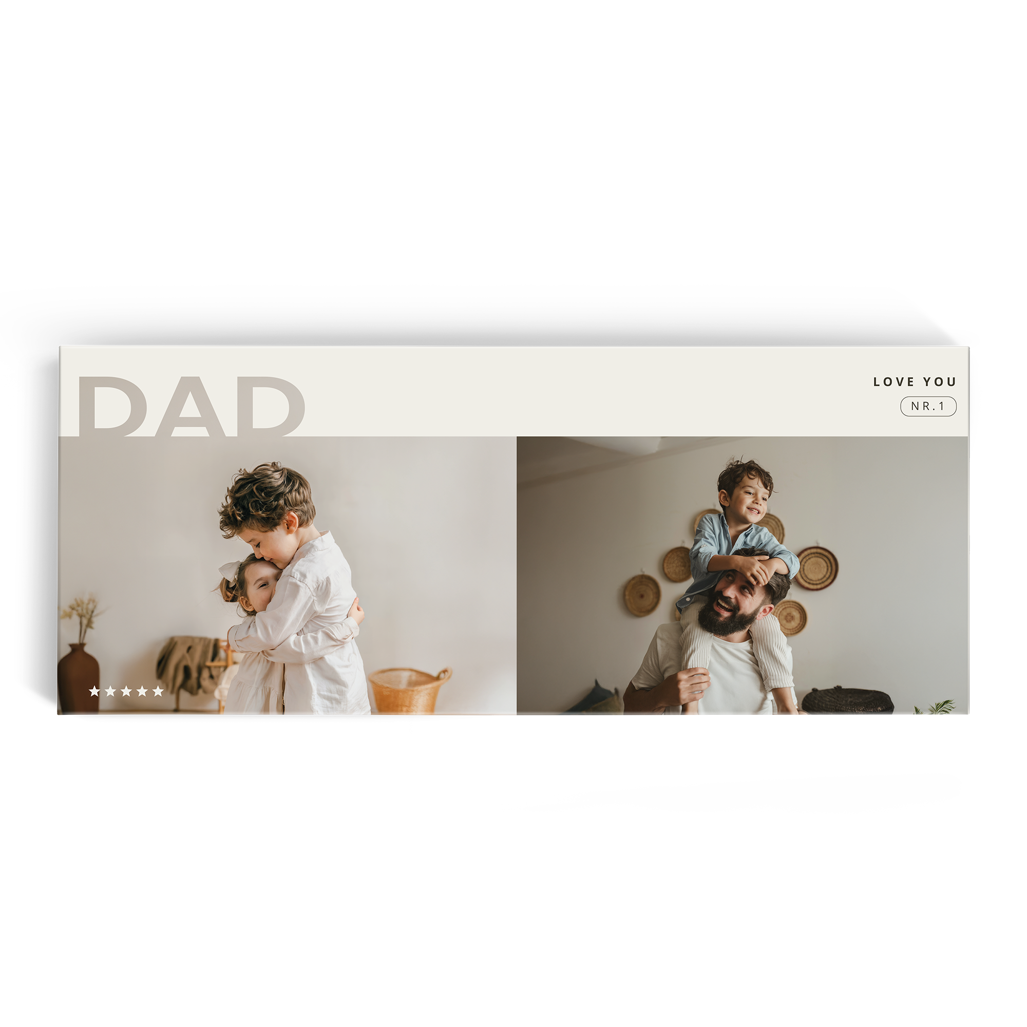 Čokoladna ploščica XXL Côte d'Or z dizajnom po meri z napisom DAD in fotografijami oseb po izbiri