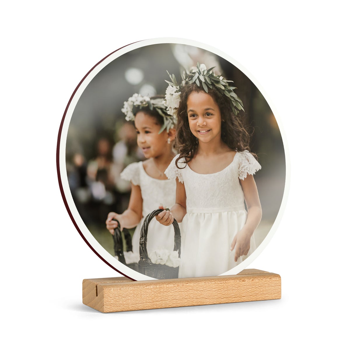 Trykt træfotoflise med stativ - Cirkel