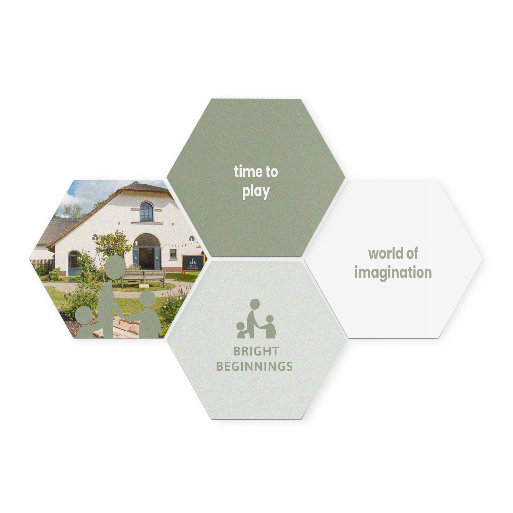 Painéis de arte de madeira hexagonais com foto personalizada, time to play, bright beginnings