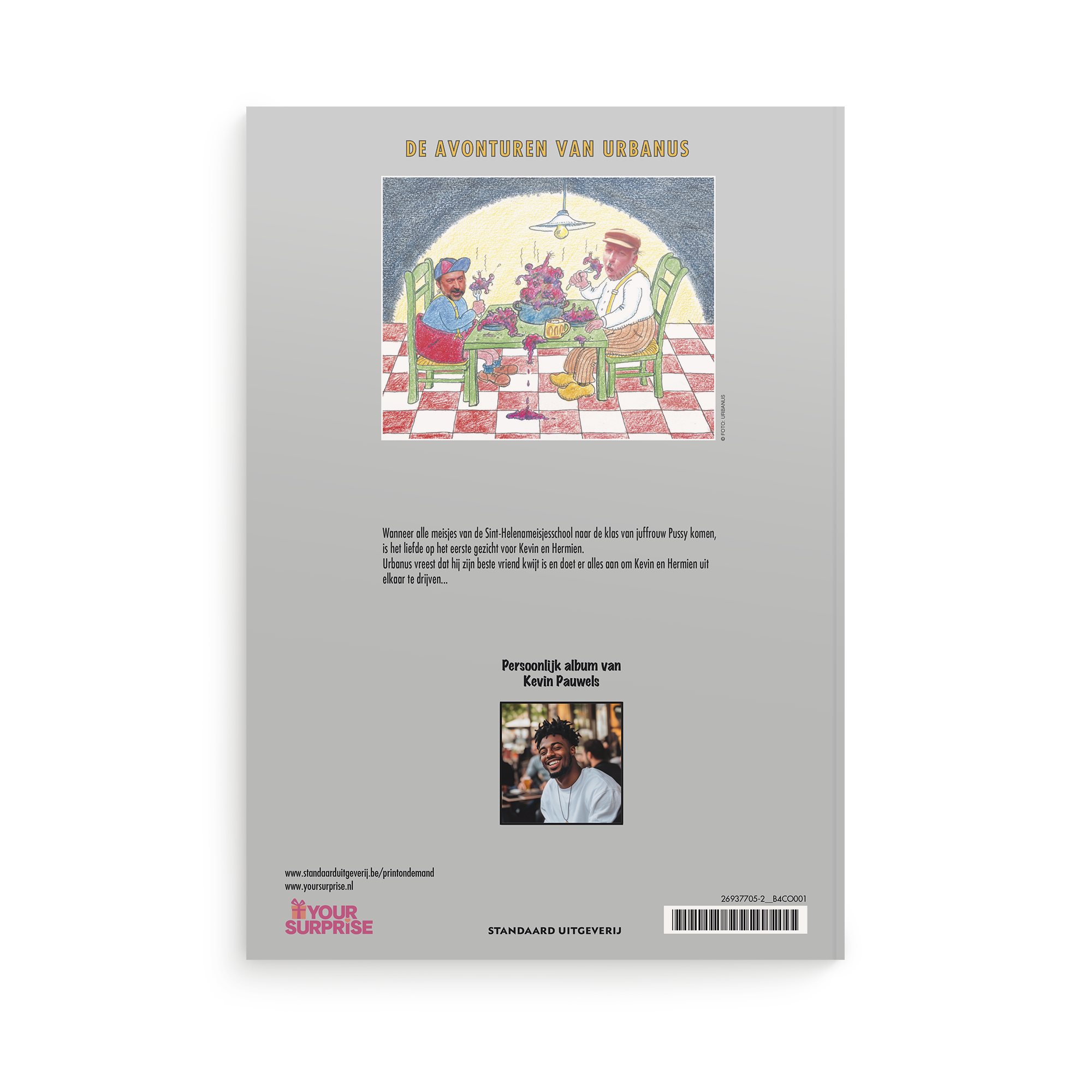 Persoonlijk stripboek met naam en foto - De avonturen van Urbanus 'Herman & Hermien' (Softcover). Gepersonaliseerd stripboek met een eigen foto en naam op de voorkant, perfect als uniek geschenk.