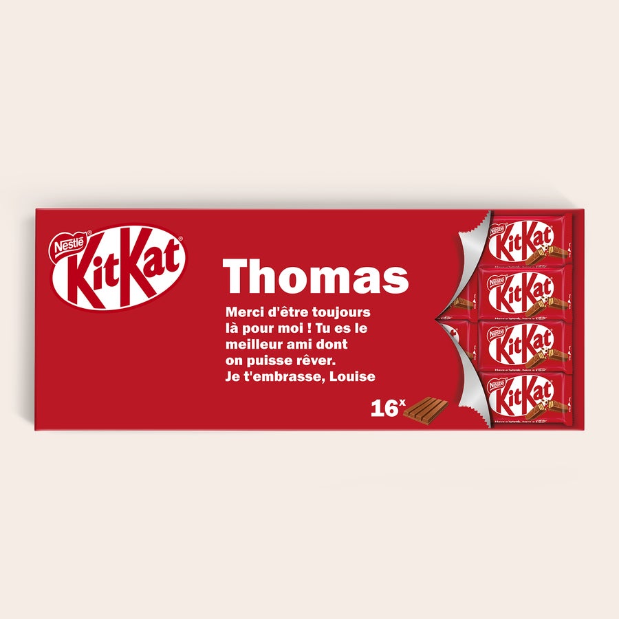 KitKat Classique XL Personnalisé Paquet de chocolat KitKat XL personnalisé avec le nom Thomas et un message imprimé