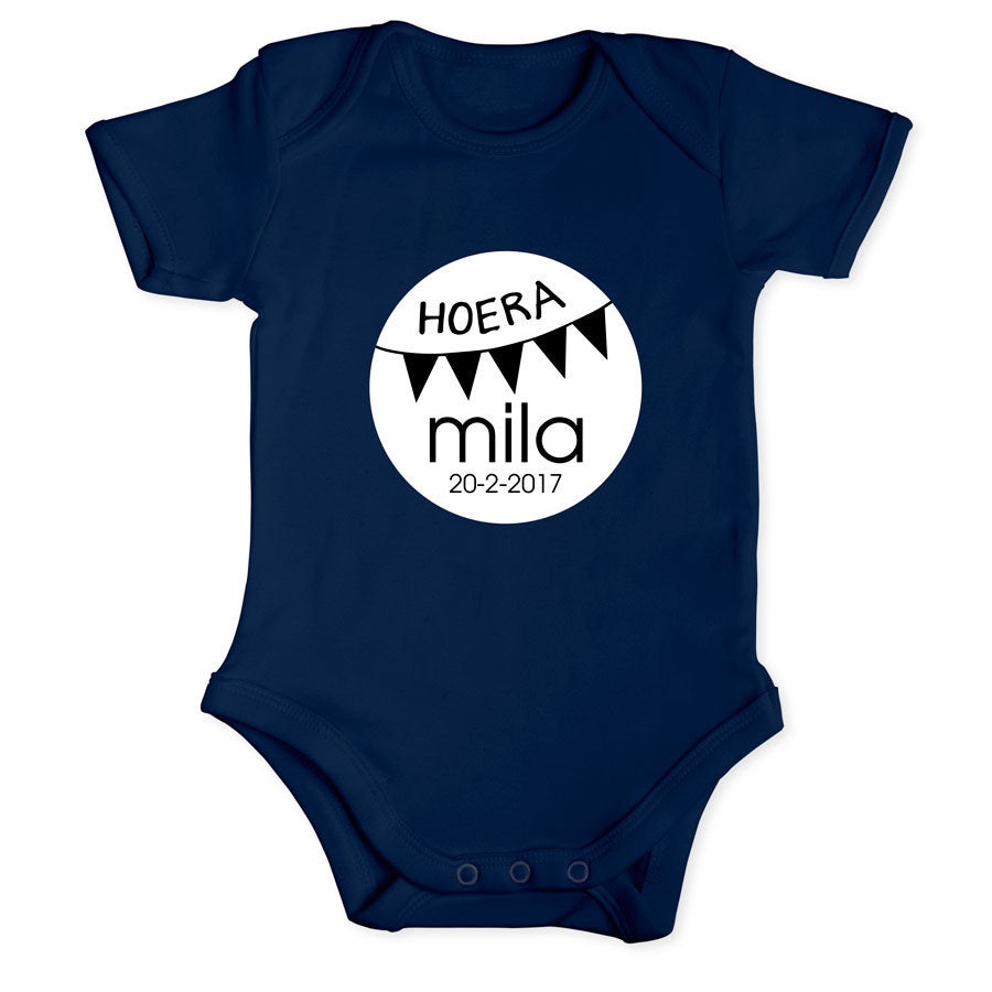 Romper bedrukken - Korte mouw - Navy - 50/56