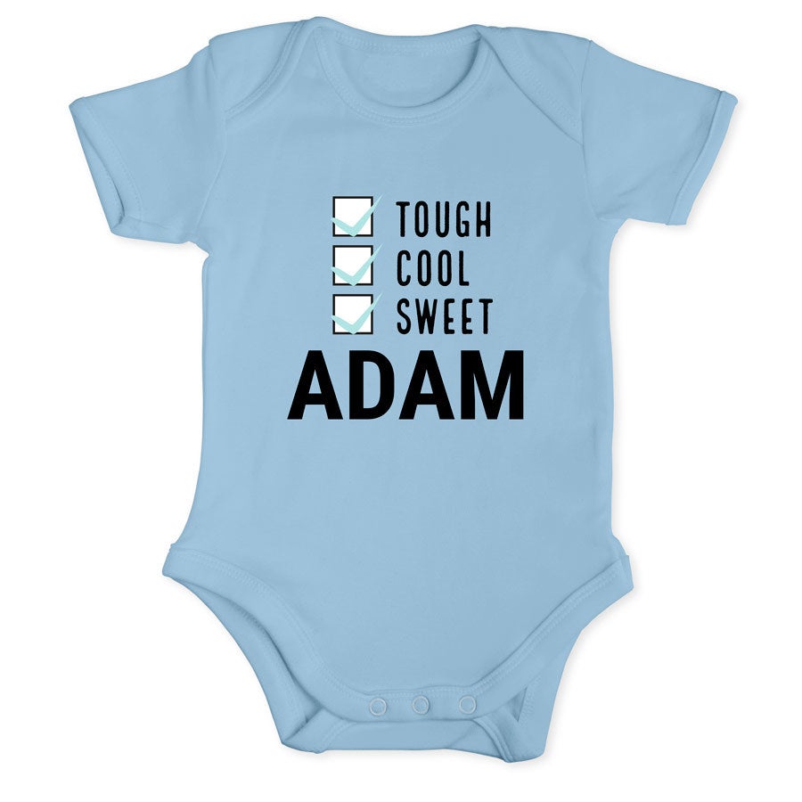 Baby onesie - kort erme - Baby blå - 50/56