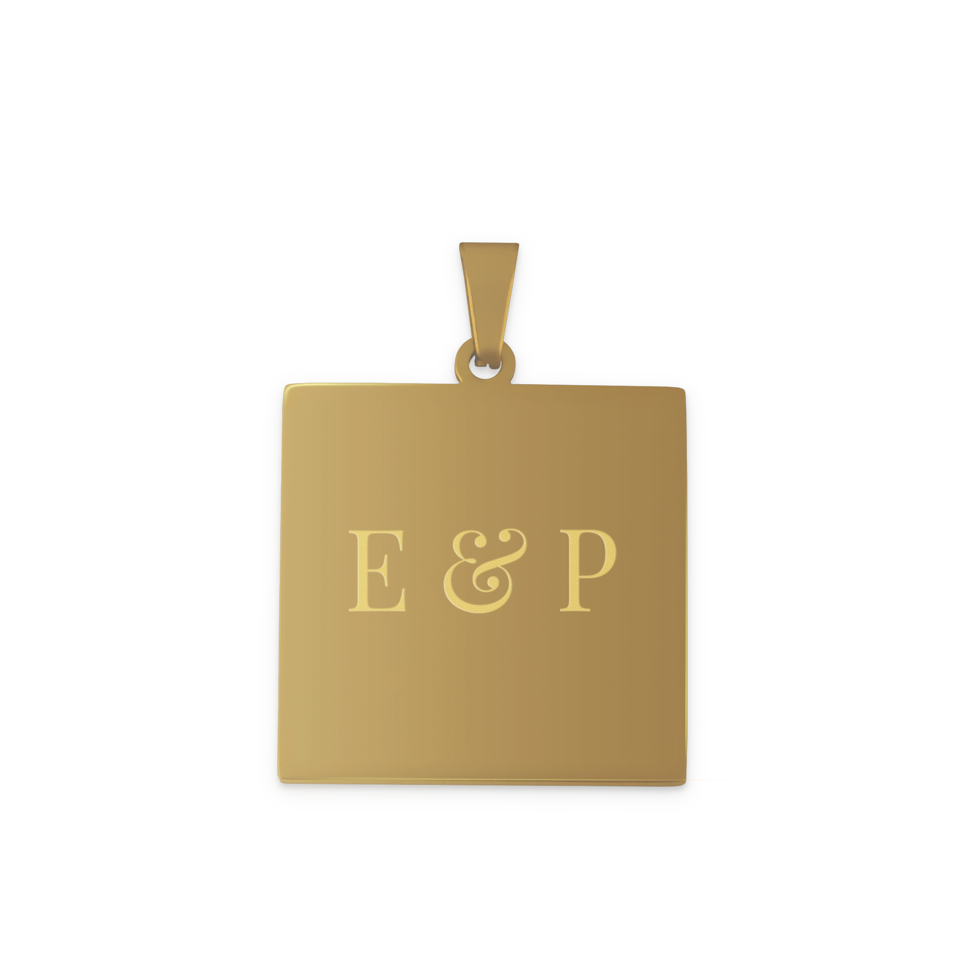 Square pendant with name - gold
