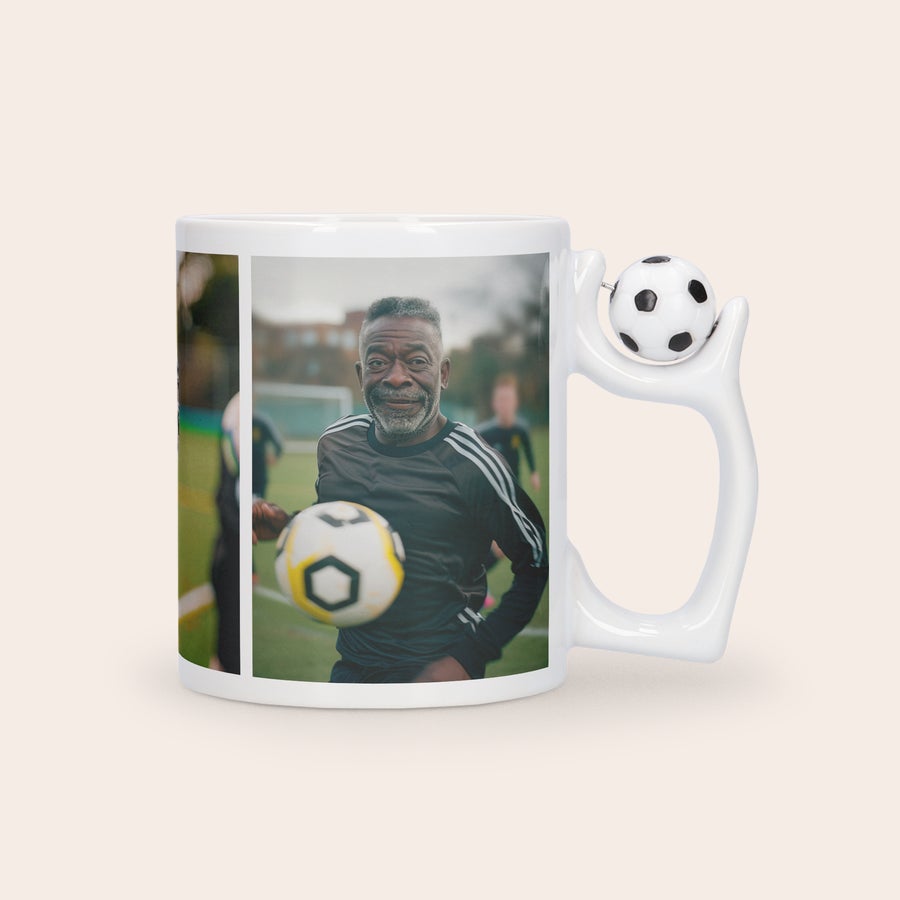 Tazza Personalizzata - Calcio Tazza con calcio e tua foto, personalizzata con stampa di uomo e pallone da calcio