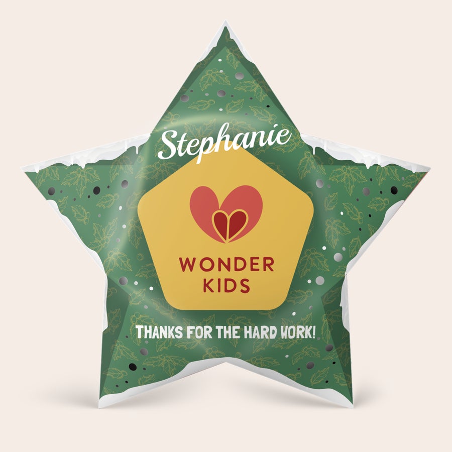 Stella di Natale di carta personalizzata fai da te - 42,5 cm - Luci incluse Stella di carta fai da te illuminata verde a forma di stella, personalizzata con nome, logo e messaggio. Illumina le feste con un tocco personale.