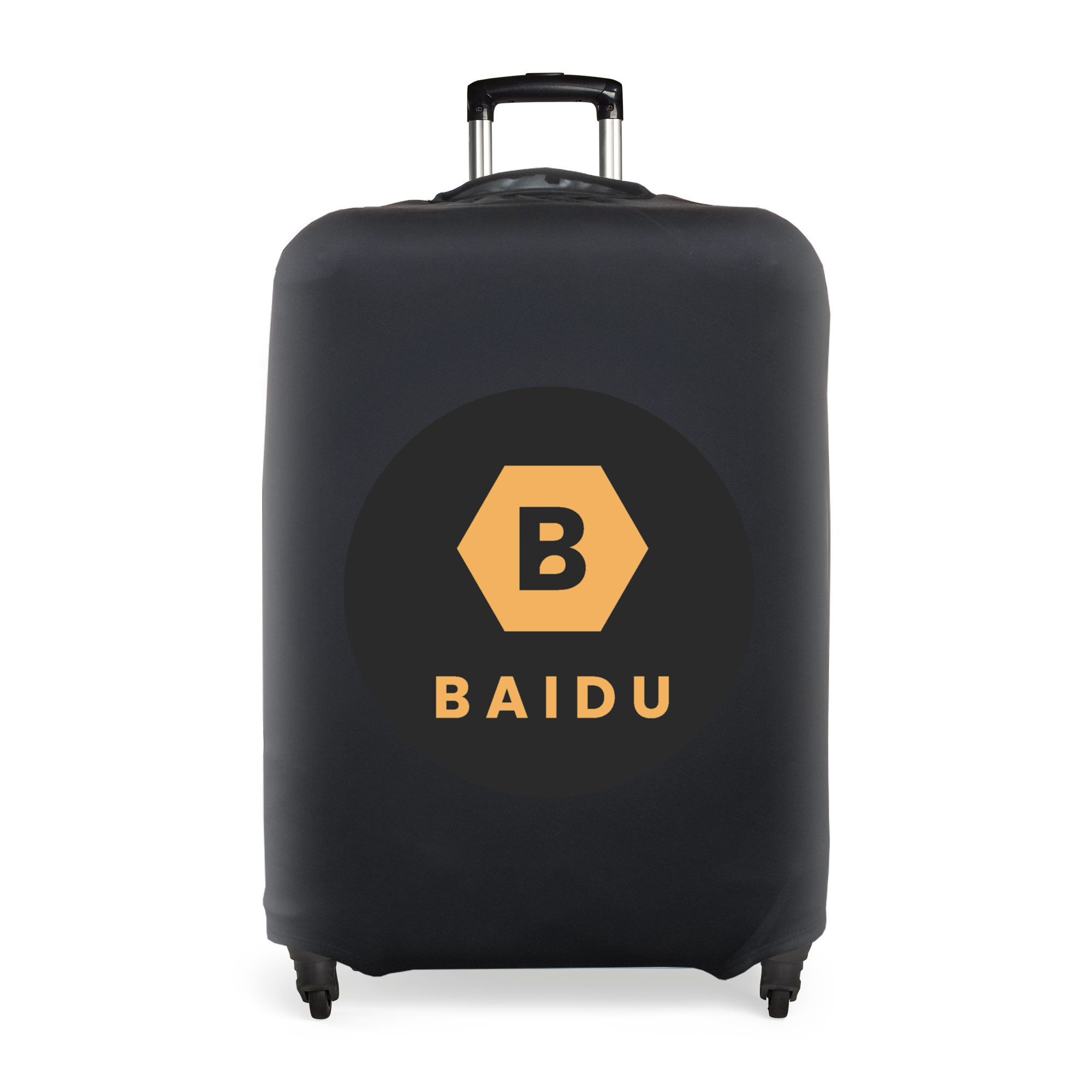 Svart fotoresväskefodral med tryckt guldfärgat Baidu-logotyp, gör ditt bagage att sticka ut med ett anpassat fotoresväskefodral.