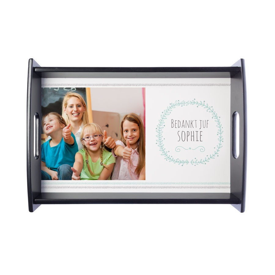 Juf / Meester dienblad bedrukken - Zwart Juf / Meester dienblad bedrukken - Zwart
