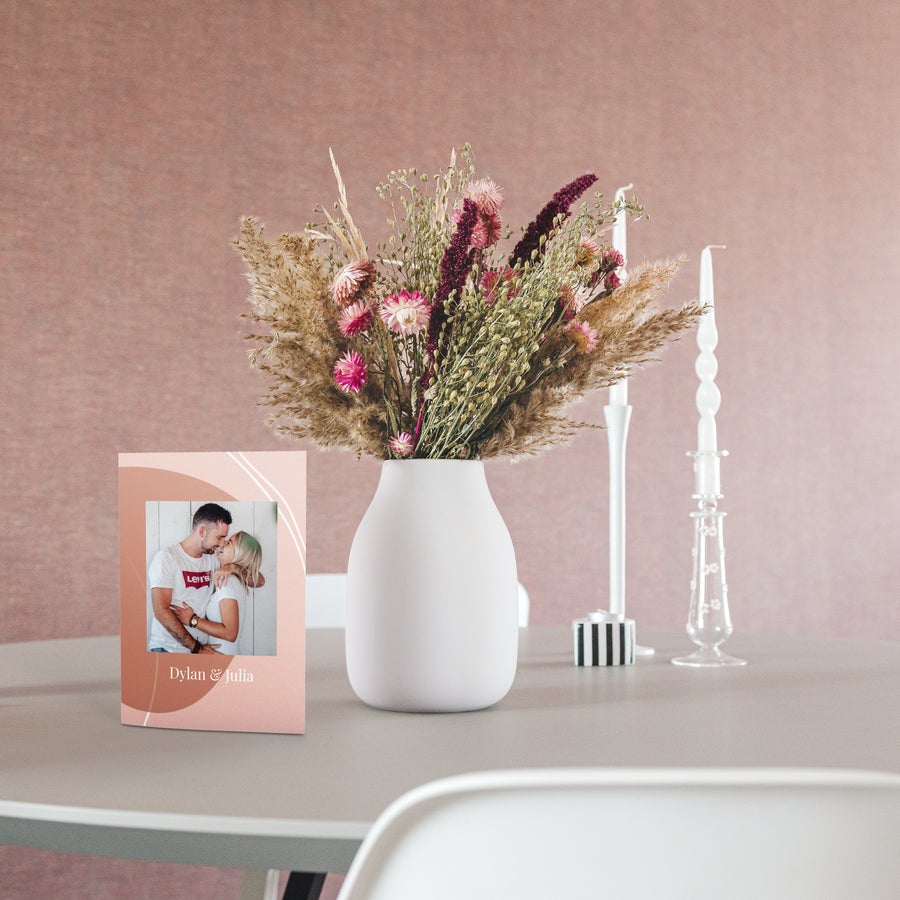 Ramo de flores secas con tarjeta recordatoria Ramo de flores secas con tarjeta recordatoria