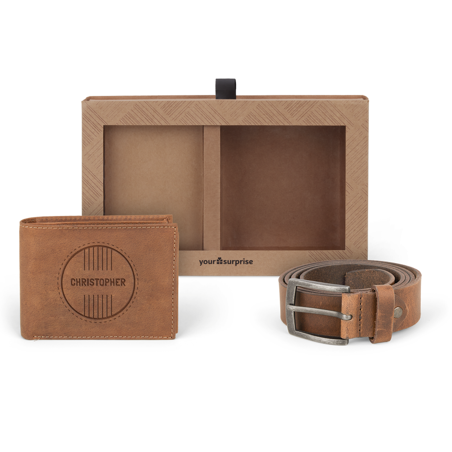 Leather wallet & belt gift set YourSurprise