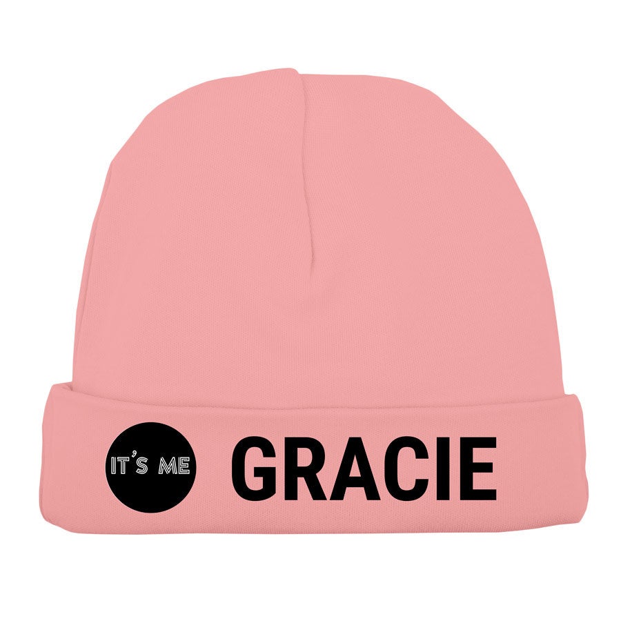 Beanie personalizat pentru bebeluși - roz roz