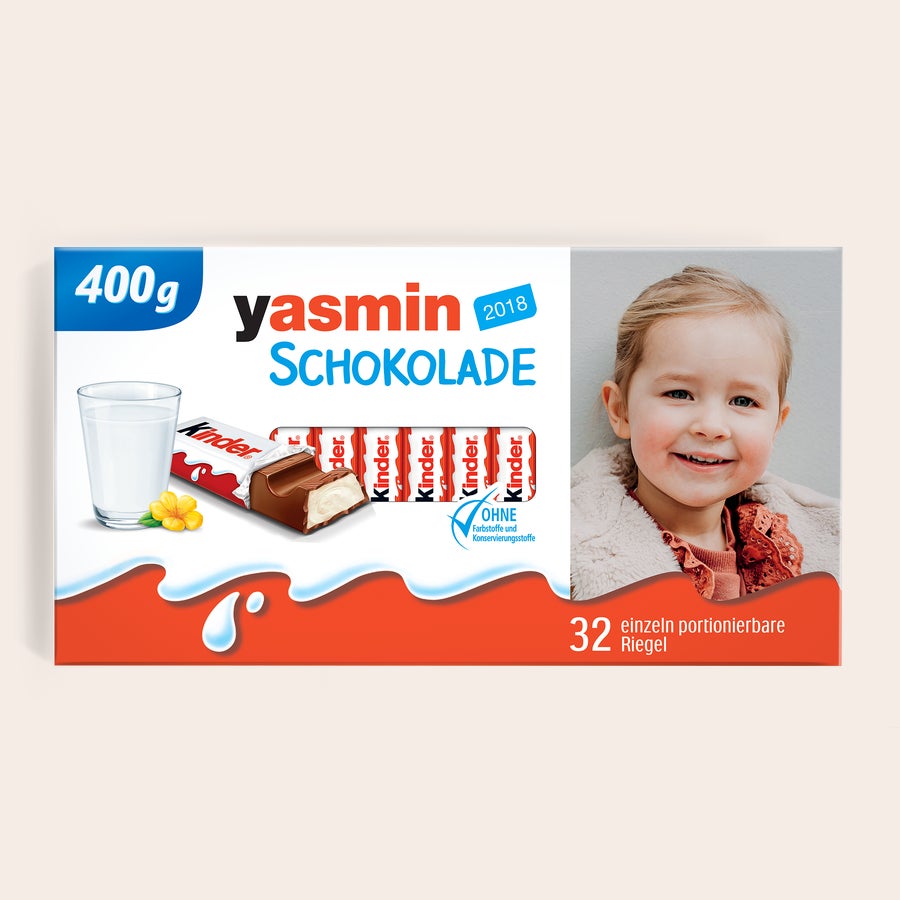 Mega kinder Schokolade mit Foto und Namen Mega kinder Schokolade mit Foto und Namen