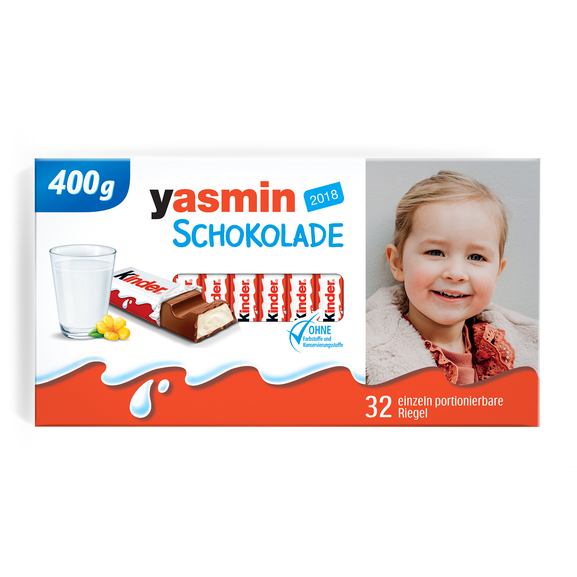 Mega kinder Schokolade mit Foto und Namen