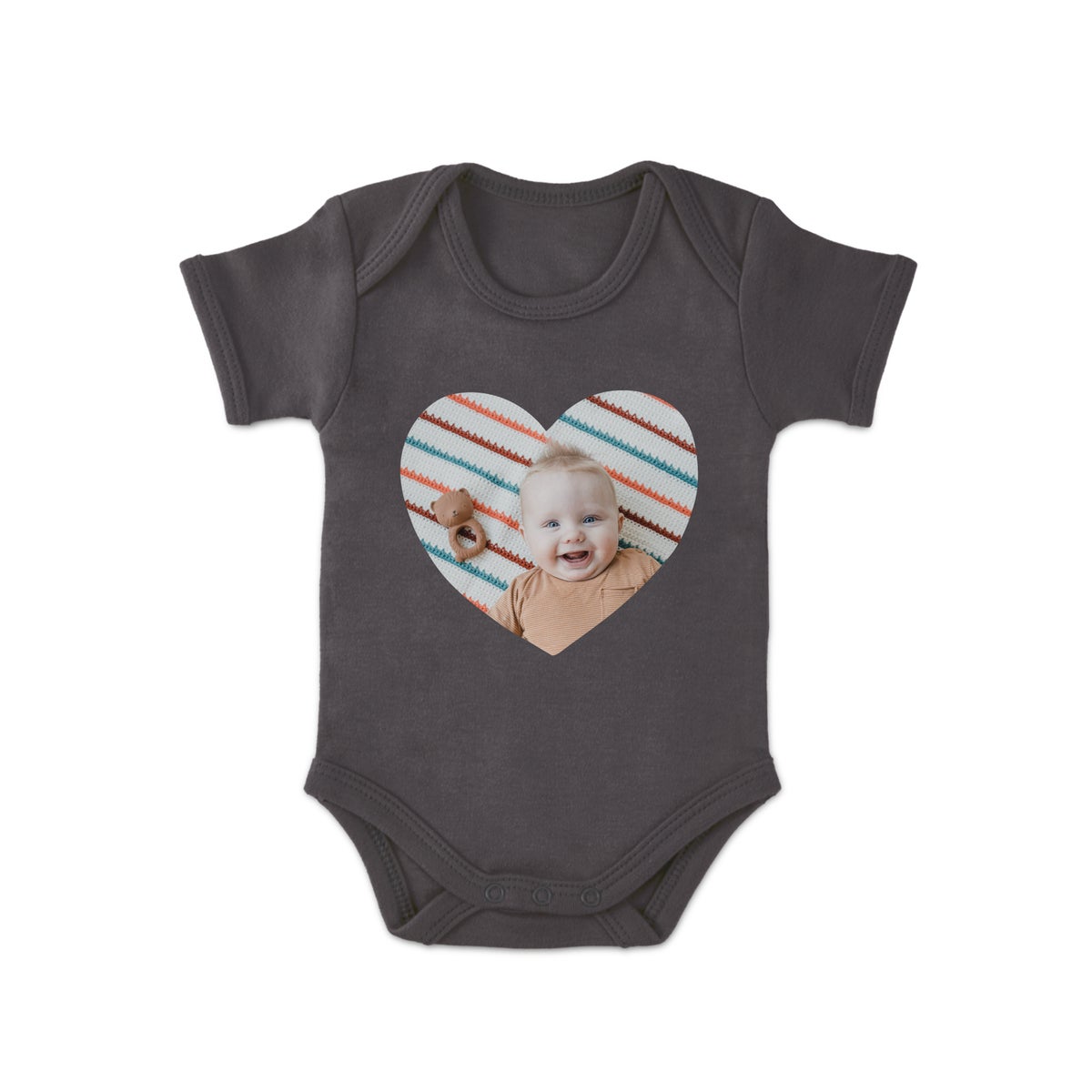 Baby bodyer med tryk - Kortærmet - Antracitgrå - 74/80