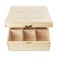Wooden tea box with engraved lid