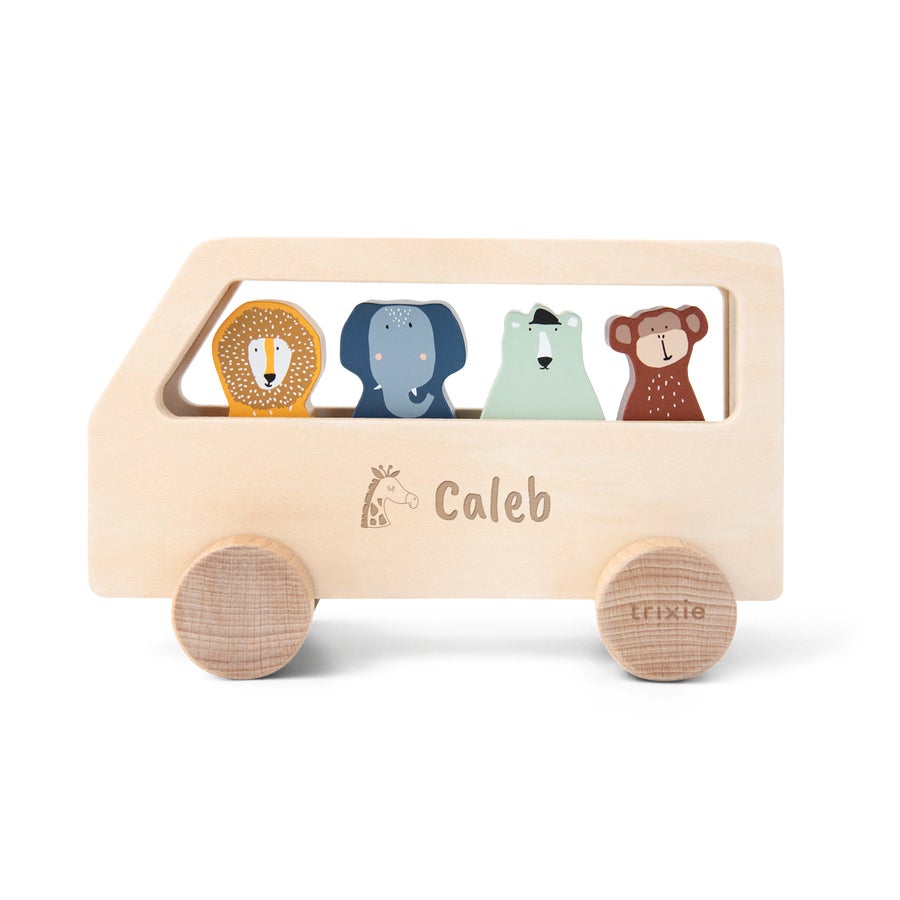 Personalised wooden animal bus toy YourSurprise