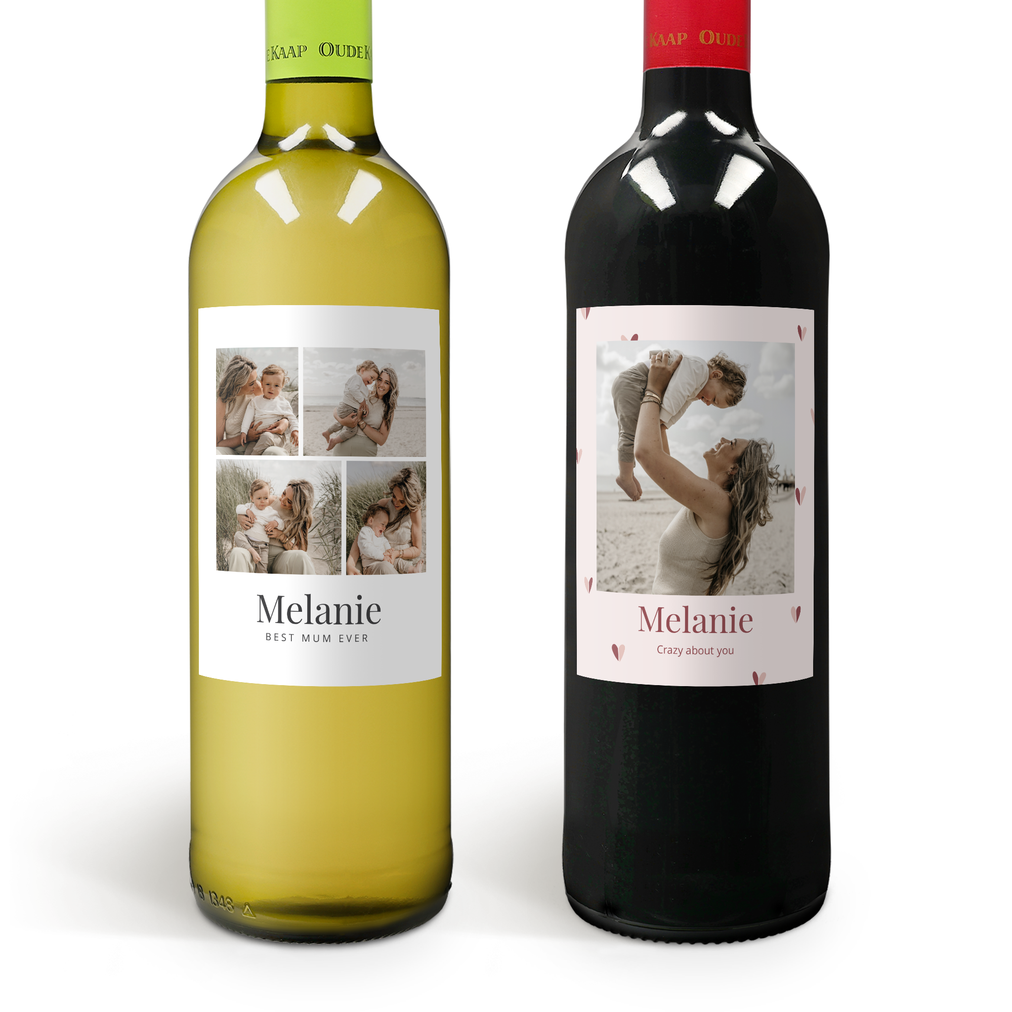 Personalised wine gift - Oude Kaap - Red & White - Printed label