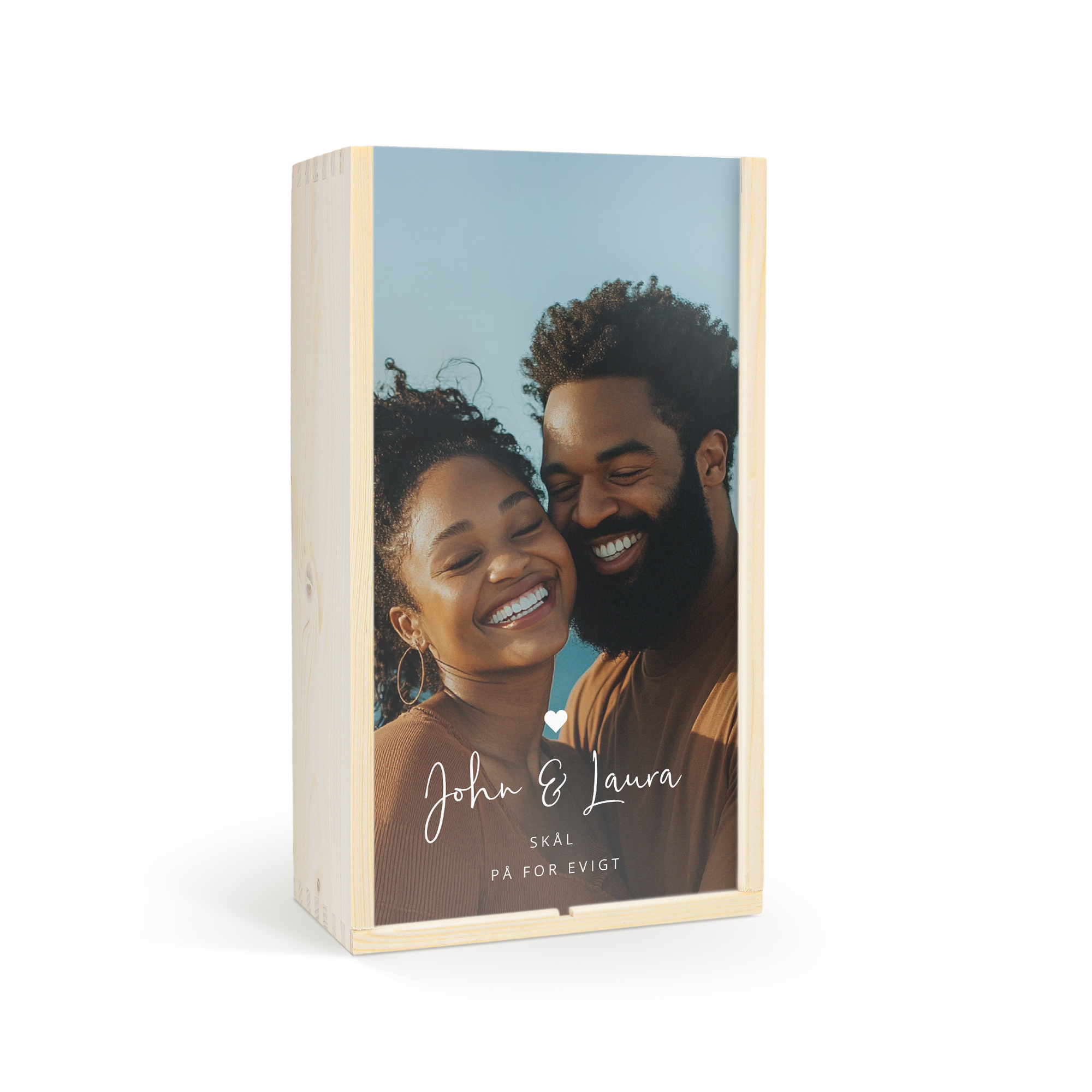 Træ vinkasse med personlig gravering