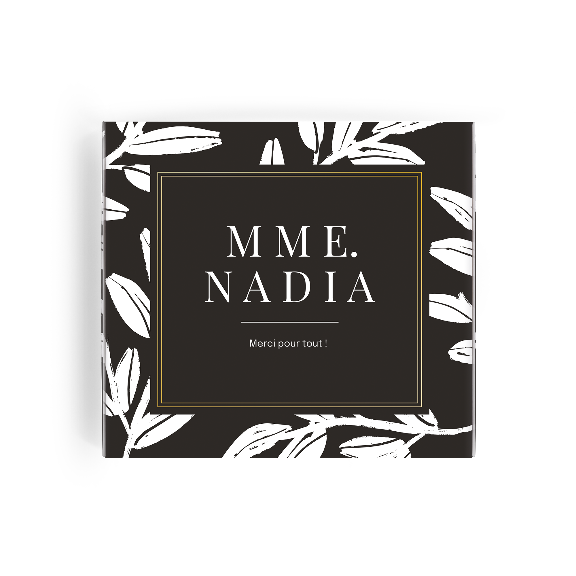 Coffret cadeau Milka personnalisé pour professeur, imprimé avec le nom Mme Nadia et le message Merci pour tout