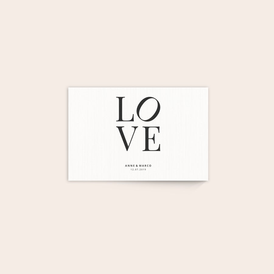 Foto auf Holz Ihr Foto auf Holz mit "LOVE" und personalisiertem Namen und Datum, direkt auf Multiplexplatte gedruckt