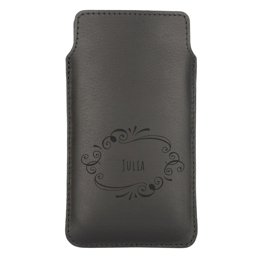 Funda para móvil - Cuero - L - Negro