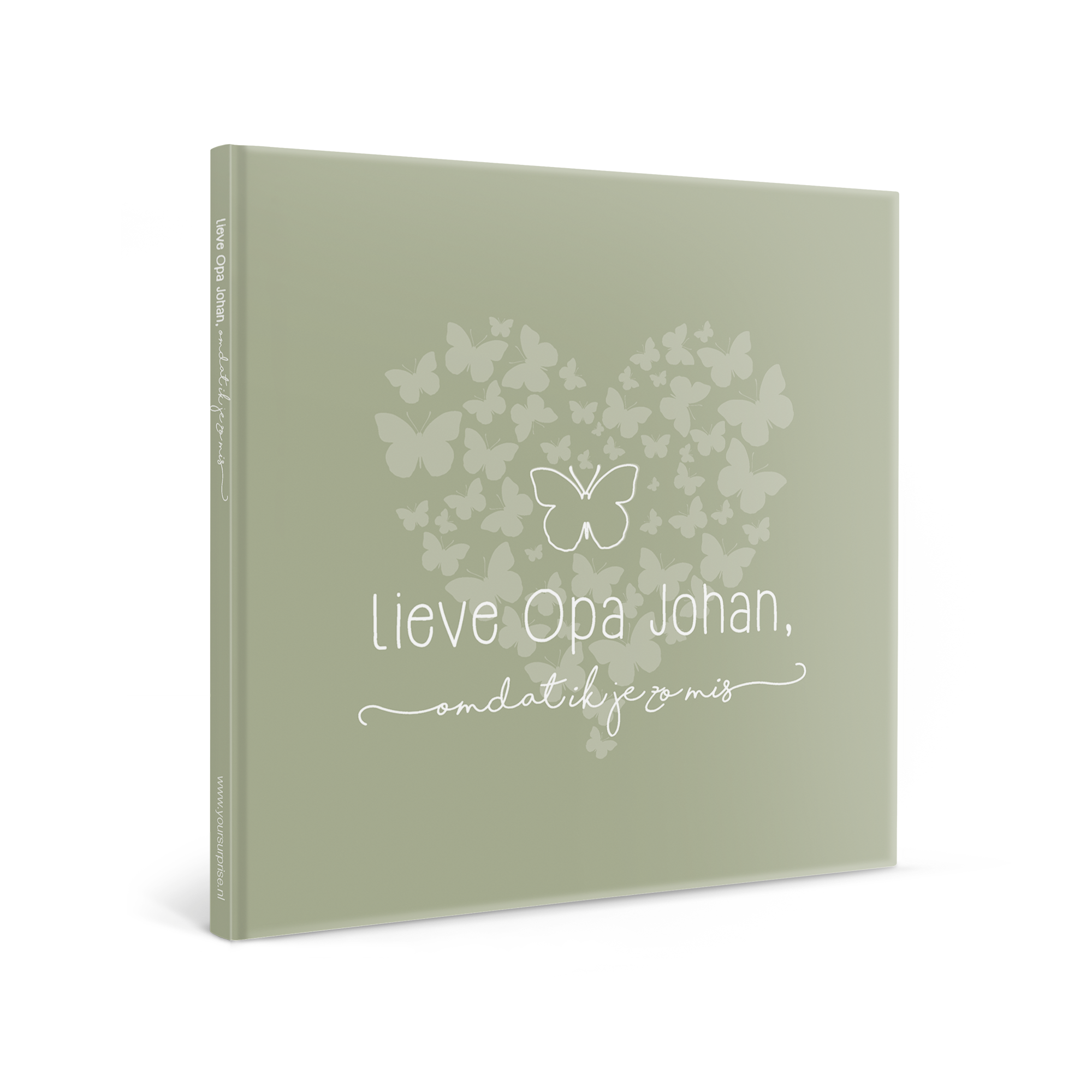 Gepersonaliseerd boek - Lieve Opa, omdat ik je zo mis - Softcover met vlinders en aangepaste naam, gedrukt.