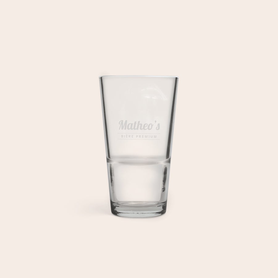 Verre à bière 34 cl Pinte de bière shaker personnalisée gravée avec le texte Matheo's Bière Premium