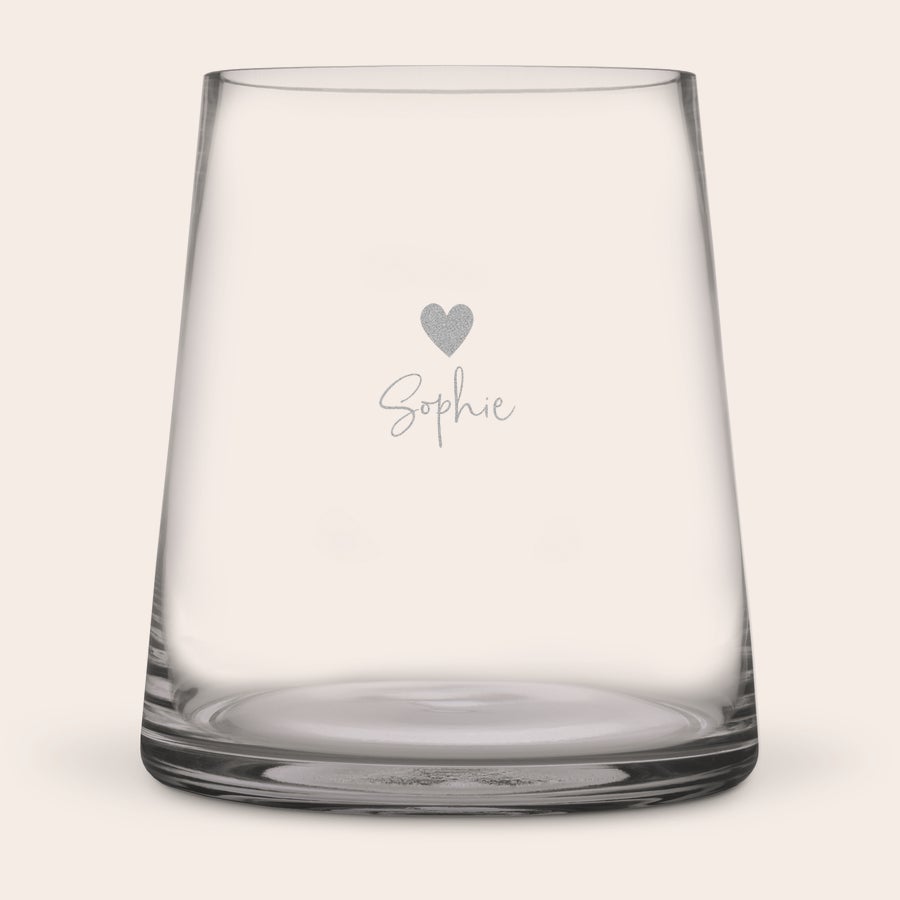 Vaso Personalizzato Vaso inciso in vetro trasparente con un'incisione di tre macchie scure e un quadrato chiaro, personalizzabile per ravvivare la casa