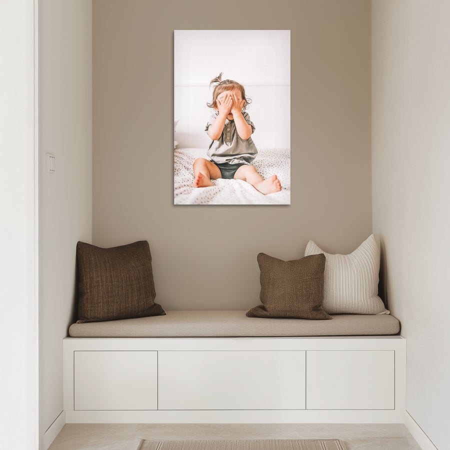 Aluminium fotopanel Tilpasset Chromaluxe aluminium fotoprint med bilde av et barn, perfekt for dine favorittminner.