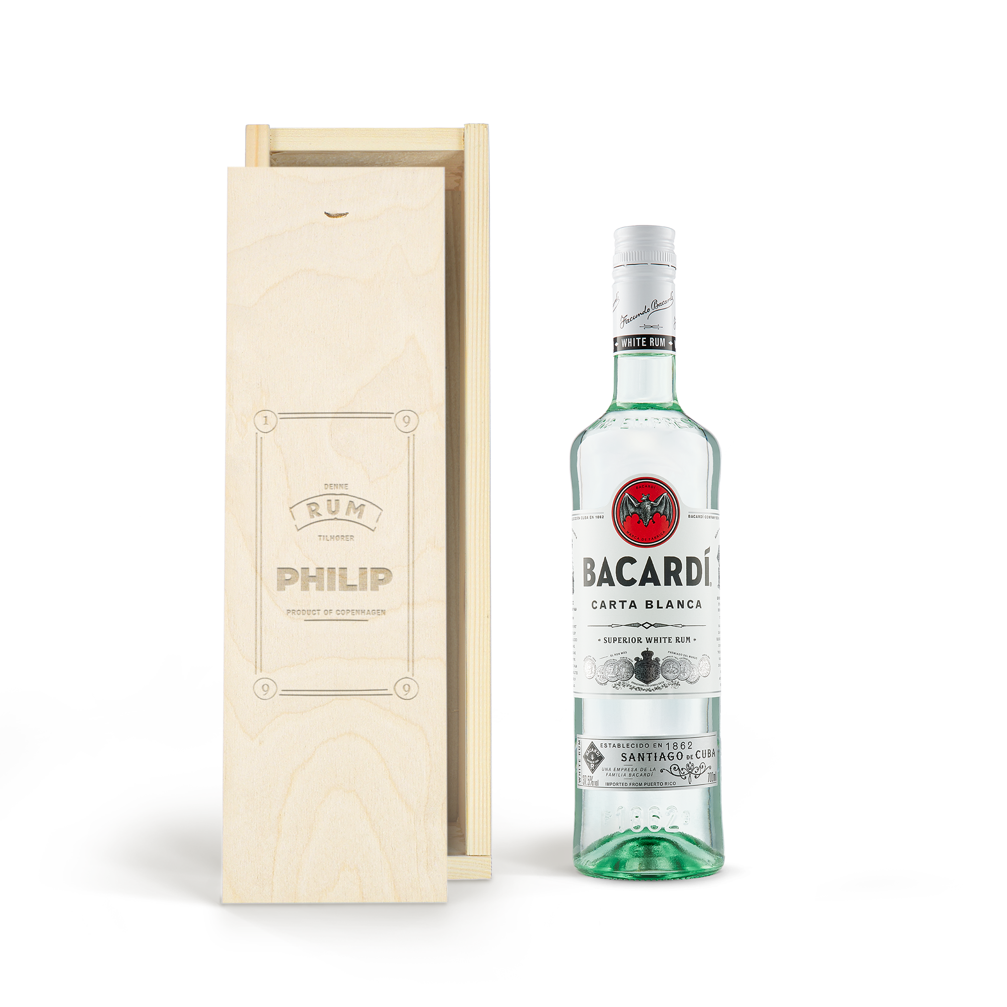 Rom i personlig trækasse - Bacardi