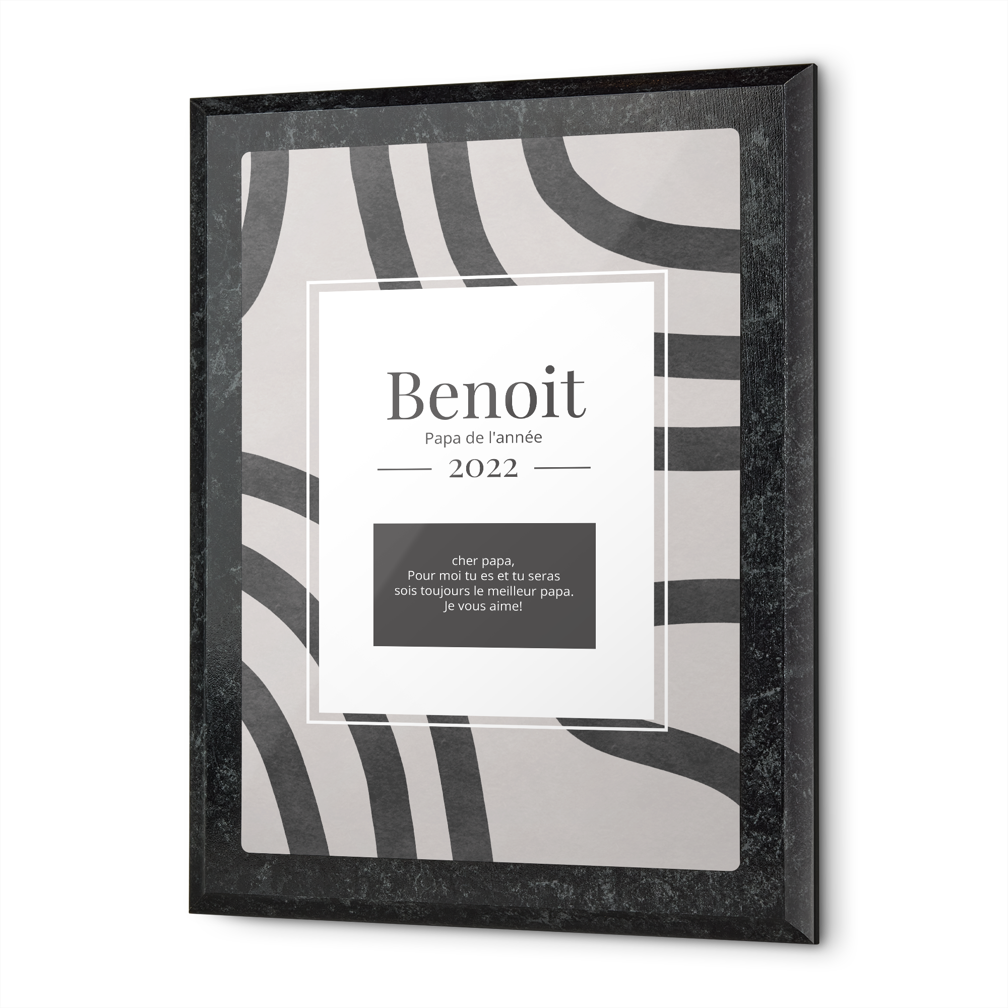 Diplôme personnalisé pour le meilleur papa du monde imprimé avec le prénom Benoit, Papa de l'année 2022 et un message