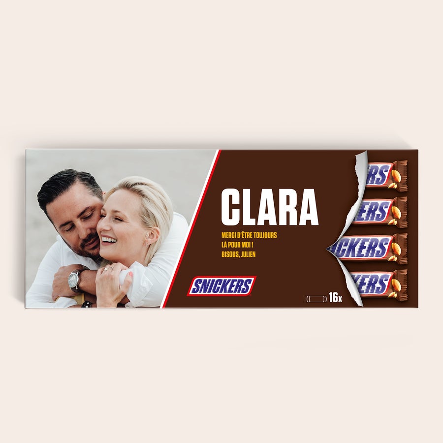 Méga Snickers personnalisé Méga Snickers personnalisé imprimé avec photo et nom Clara