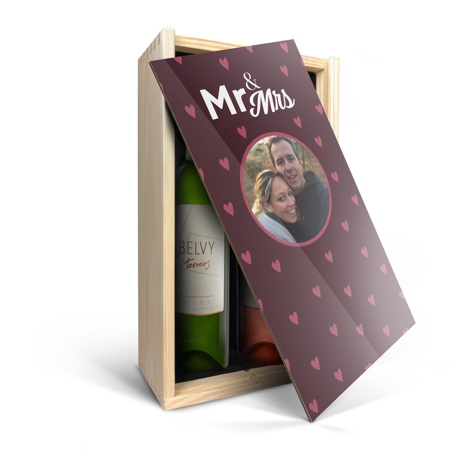 Wein Geschenkset Belvy Weiß Rosé personalisierte Kiste  - Onlineshop YourSurprise
