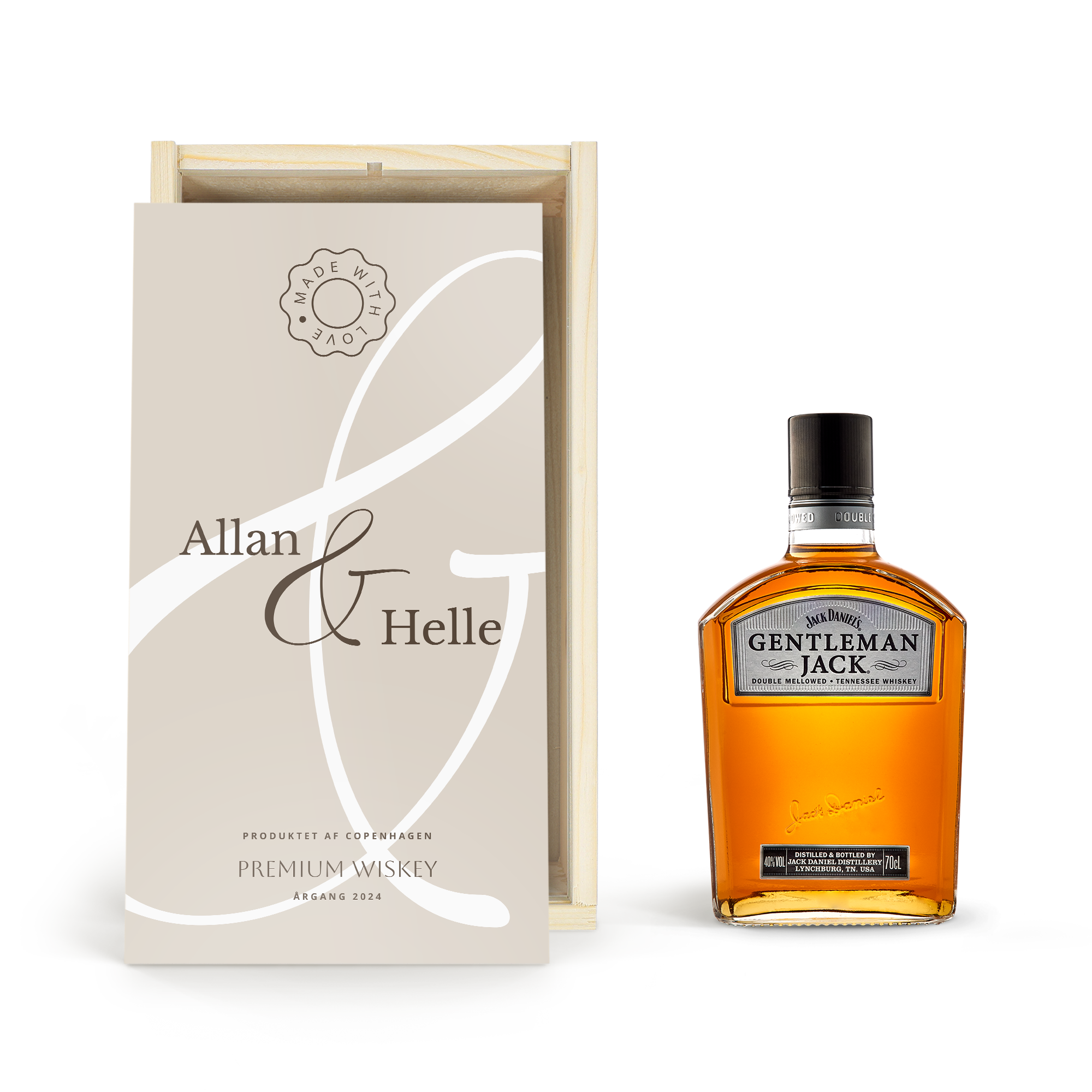 Whiskey i personlig trækasse - Jack Daniels Gentleman Jack Bourbon
