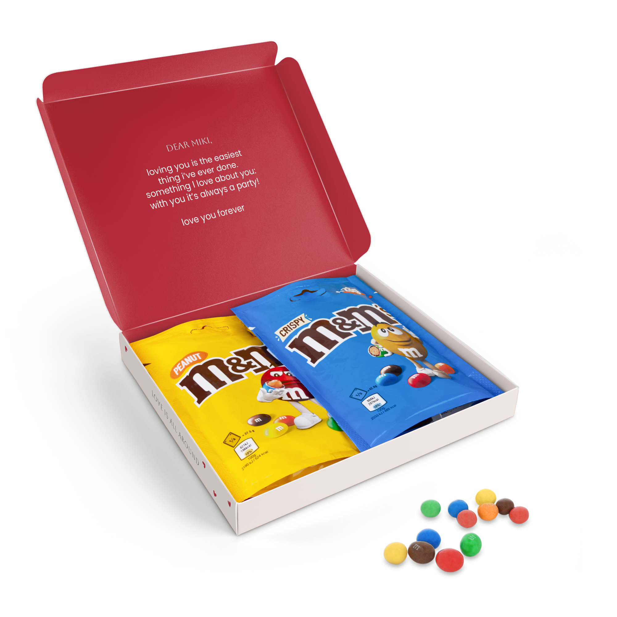 Caixa presente M&M's personalizada