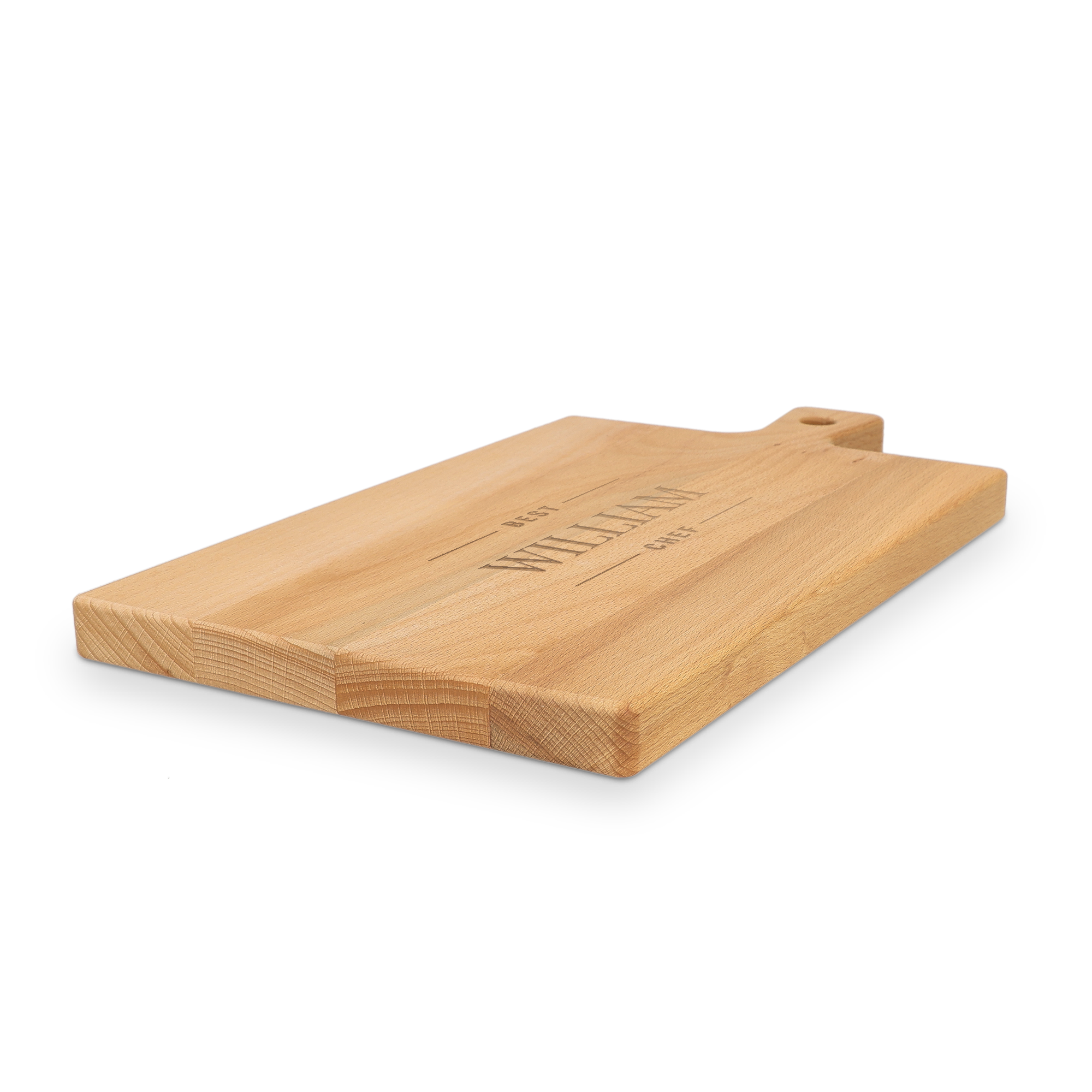 Tagliere in legno di faggio personalizzato con incisione laser di "BEST WILLIAM CHEF", ideale per servi i tuoi snack preferiti