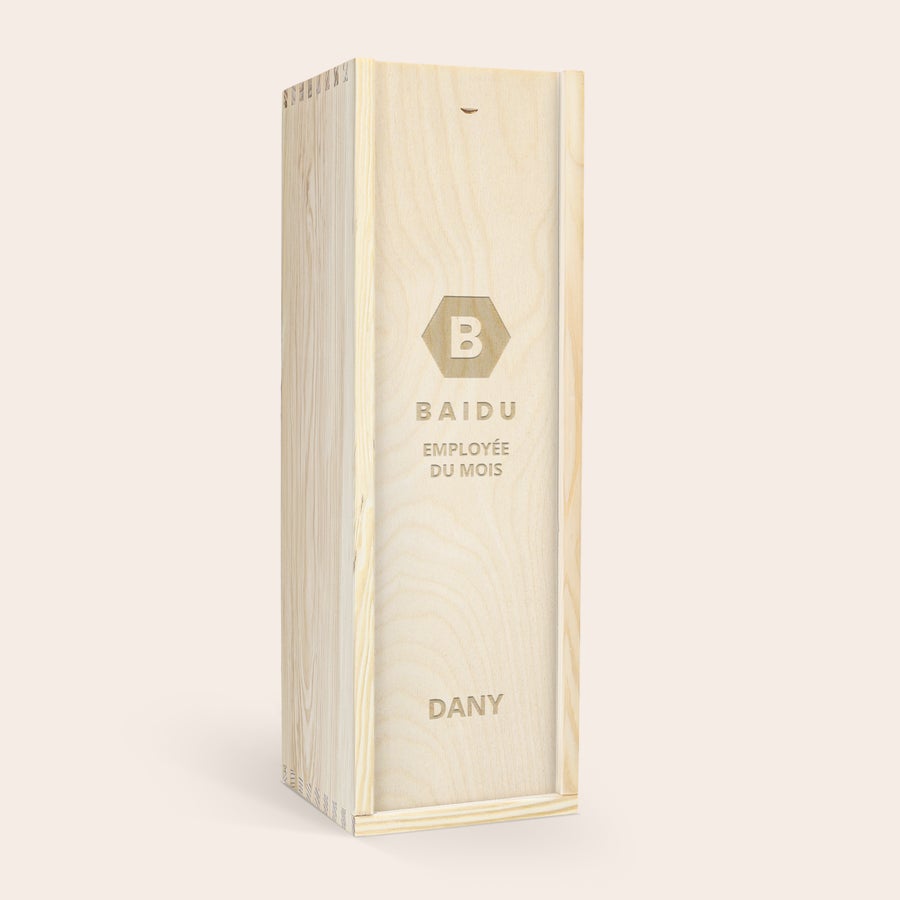 Porto personnalisé - Graham's - 20 Ans Caisse en bois personnalisée pour porto, gravée Baidu Employée du Mois et Dany
