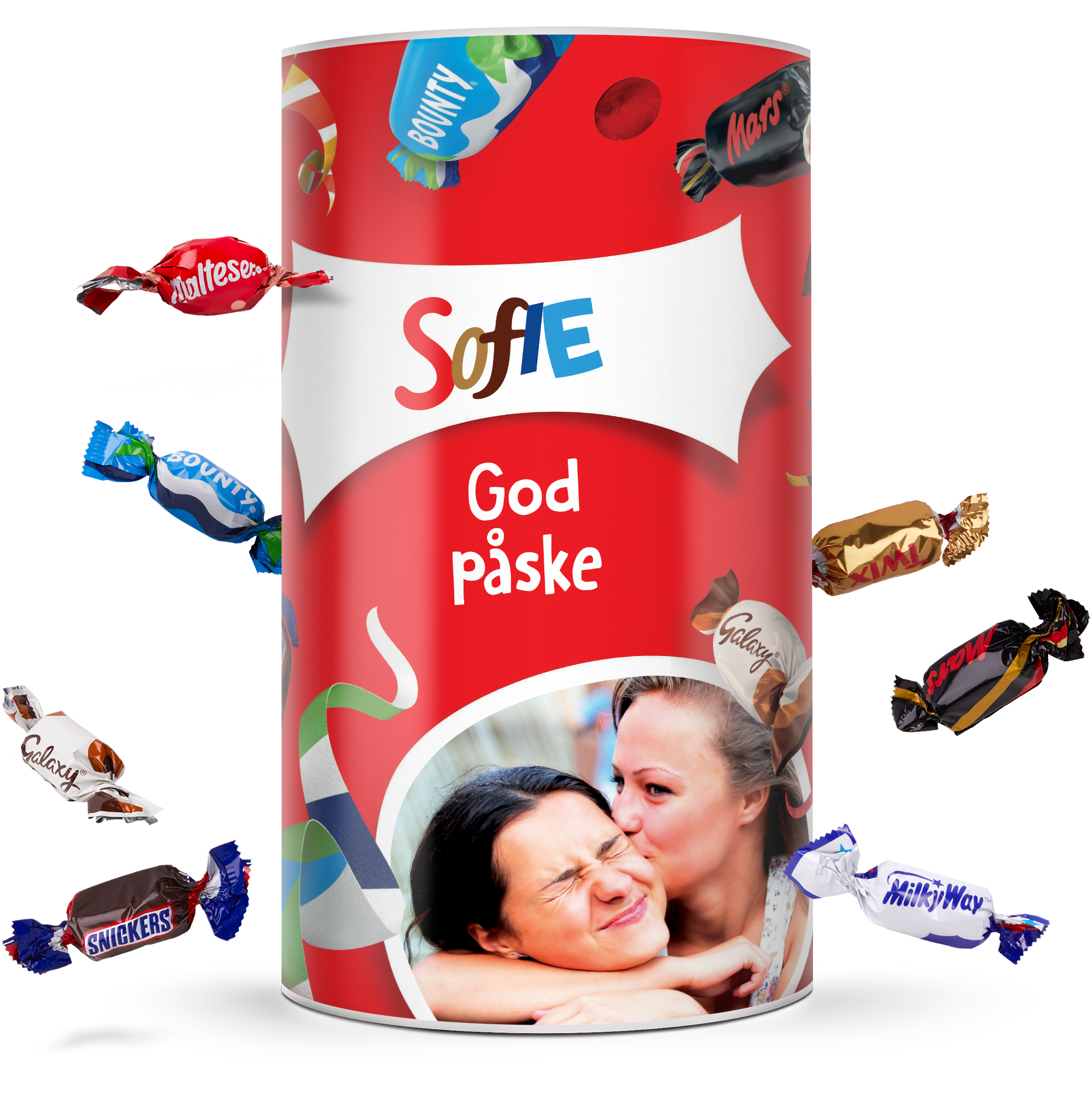 Personlig Celebrations-bøtte med printet navn 