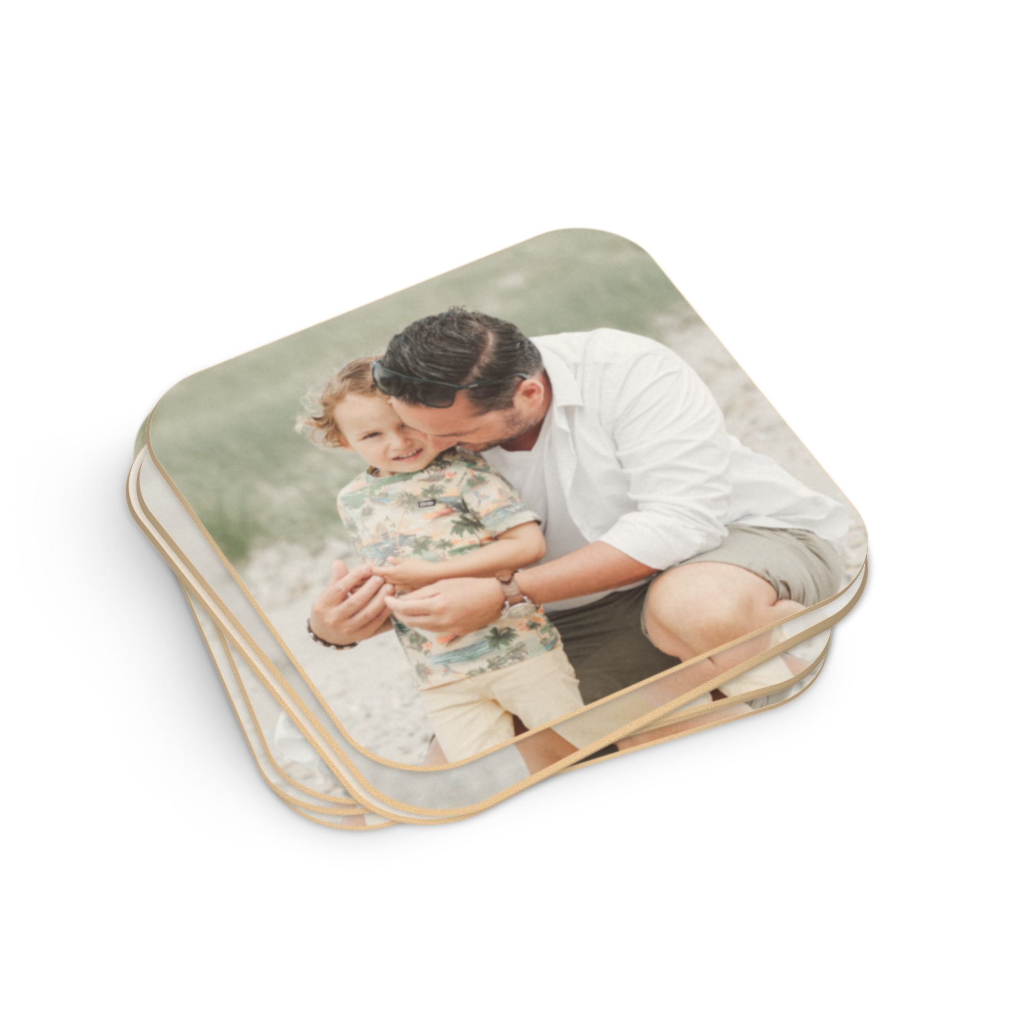 Porta-copos de cerveja personalizados com foto impressa de pai e filho, para surpreender com seu design exclusivo.