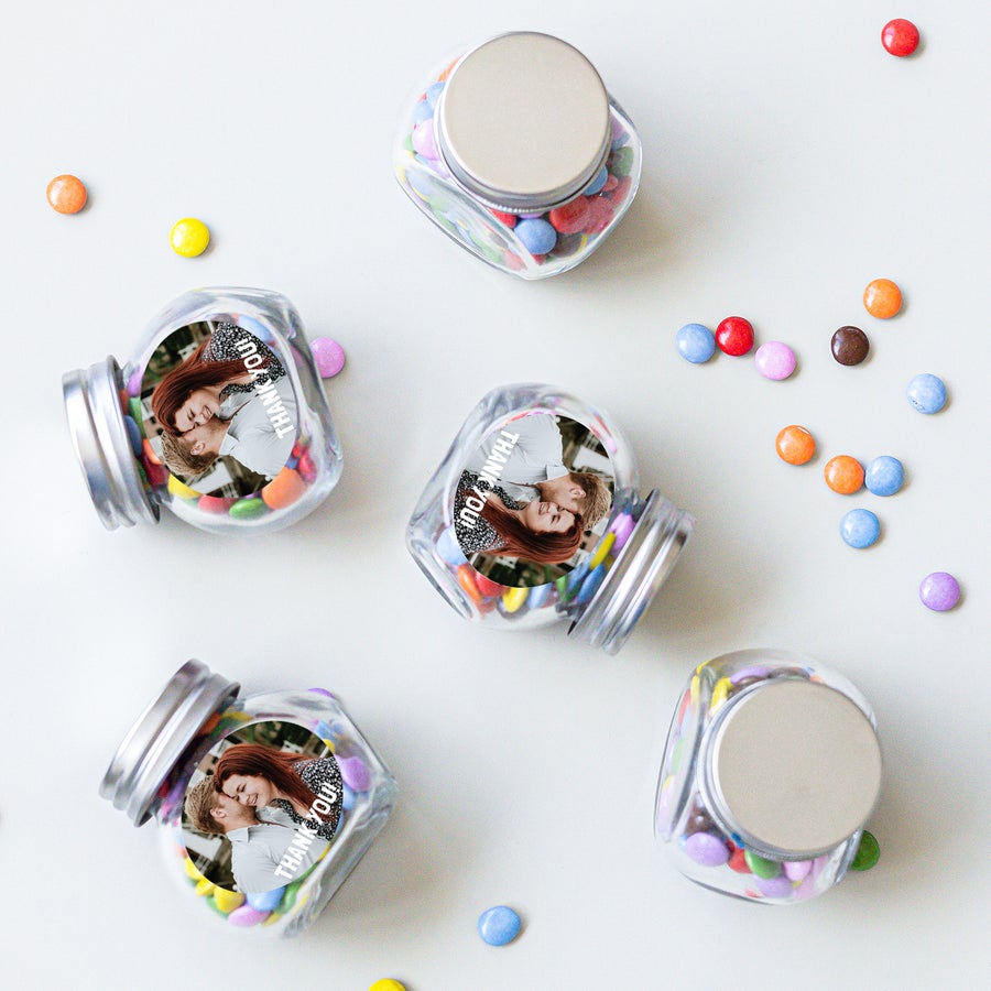 Personalised Mini Glass Jar Favours with Chocolates