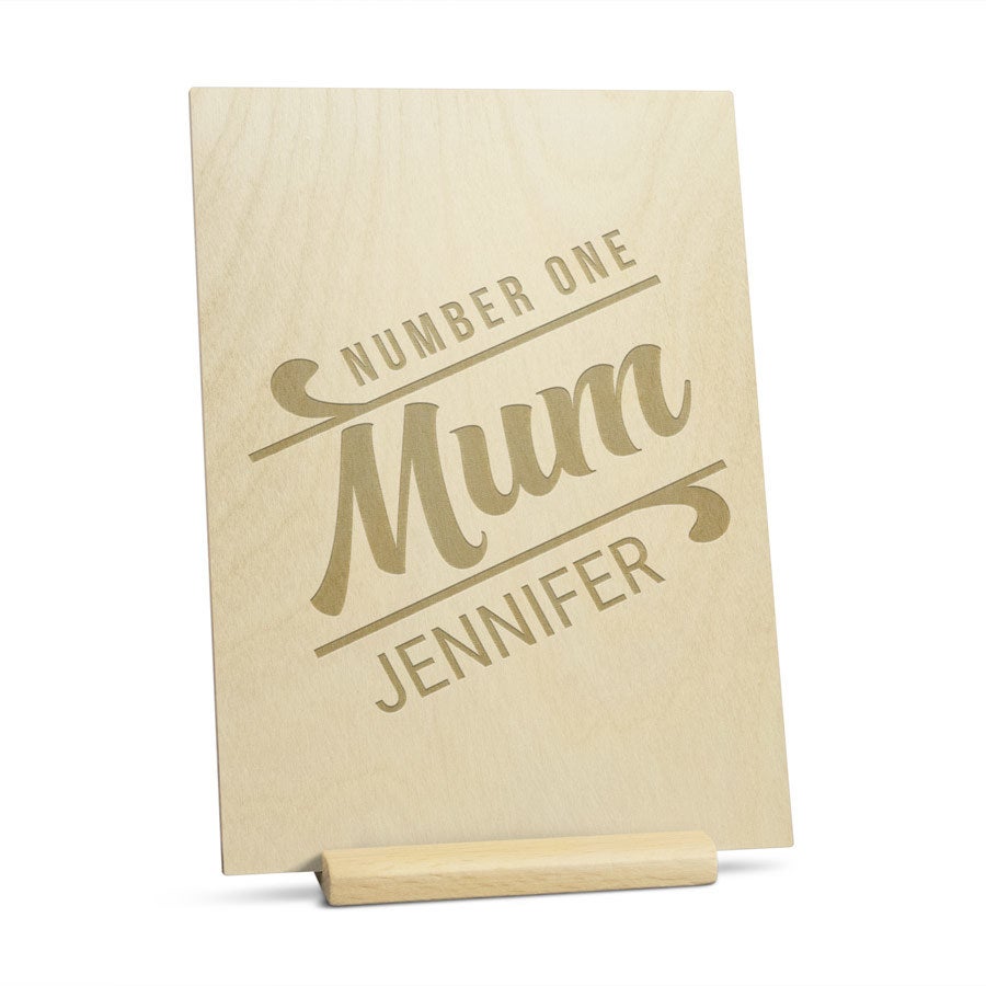 Card de Ziua Mamei din lemn gravat - Vertical