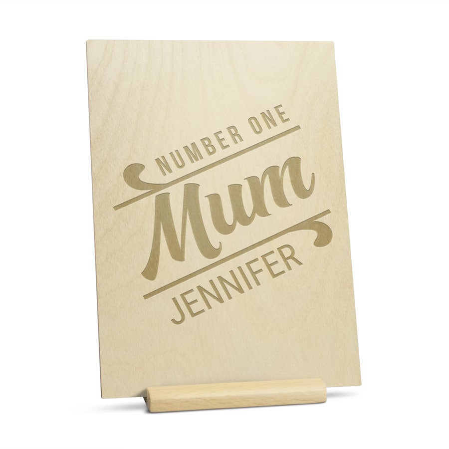 Wooden Mother's Day card - Engraved - Vertical