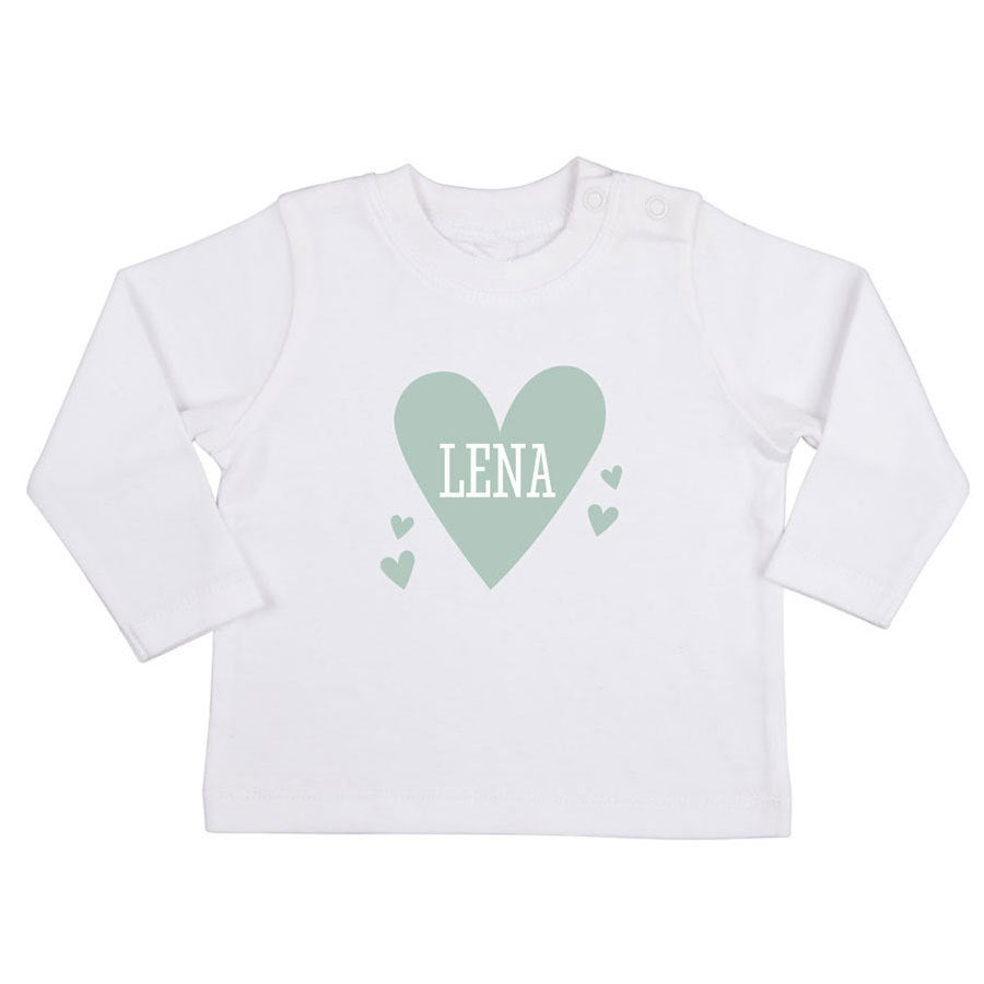 Baby Langarmshirt bedrucken - Weiß - 62/68