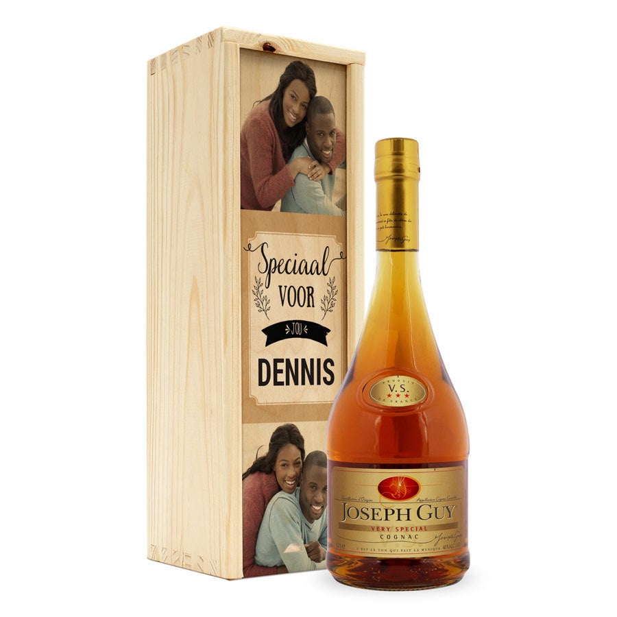Cognac in bedrukte kist - Joseph Guy Cognac in bedrukte kist - Joseph Guy
