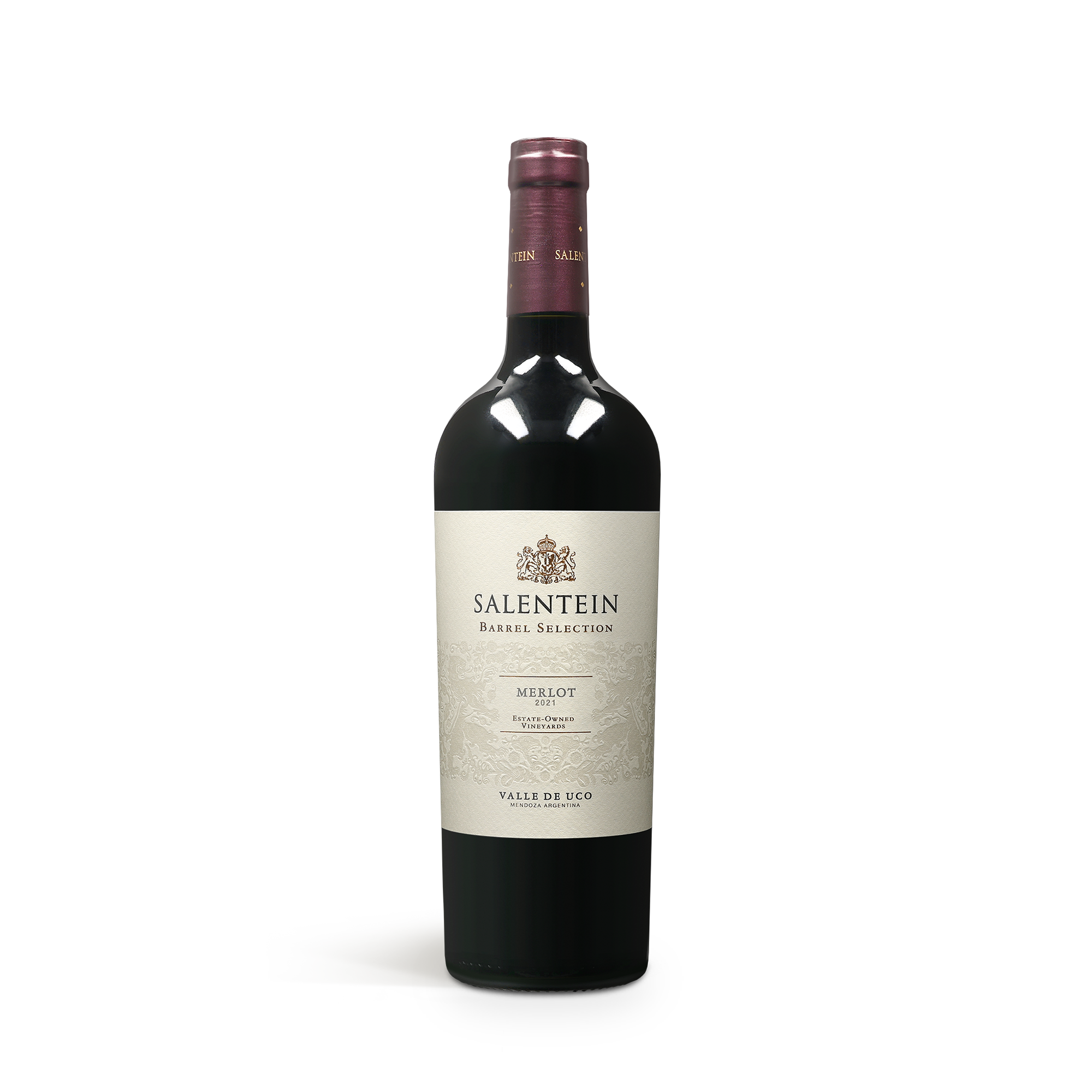 Garrafa de vinho Salentein Merlot para presente em caixa de madeira luxuosa e personalizada com foto ou texto.