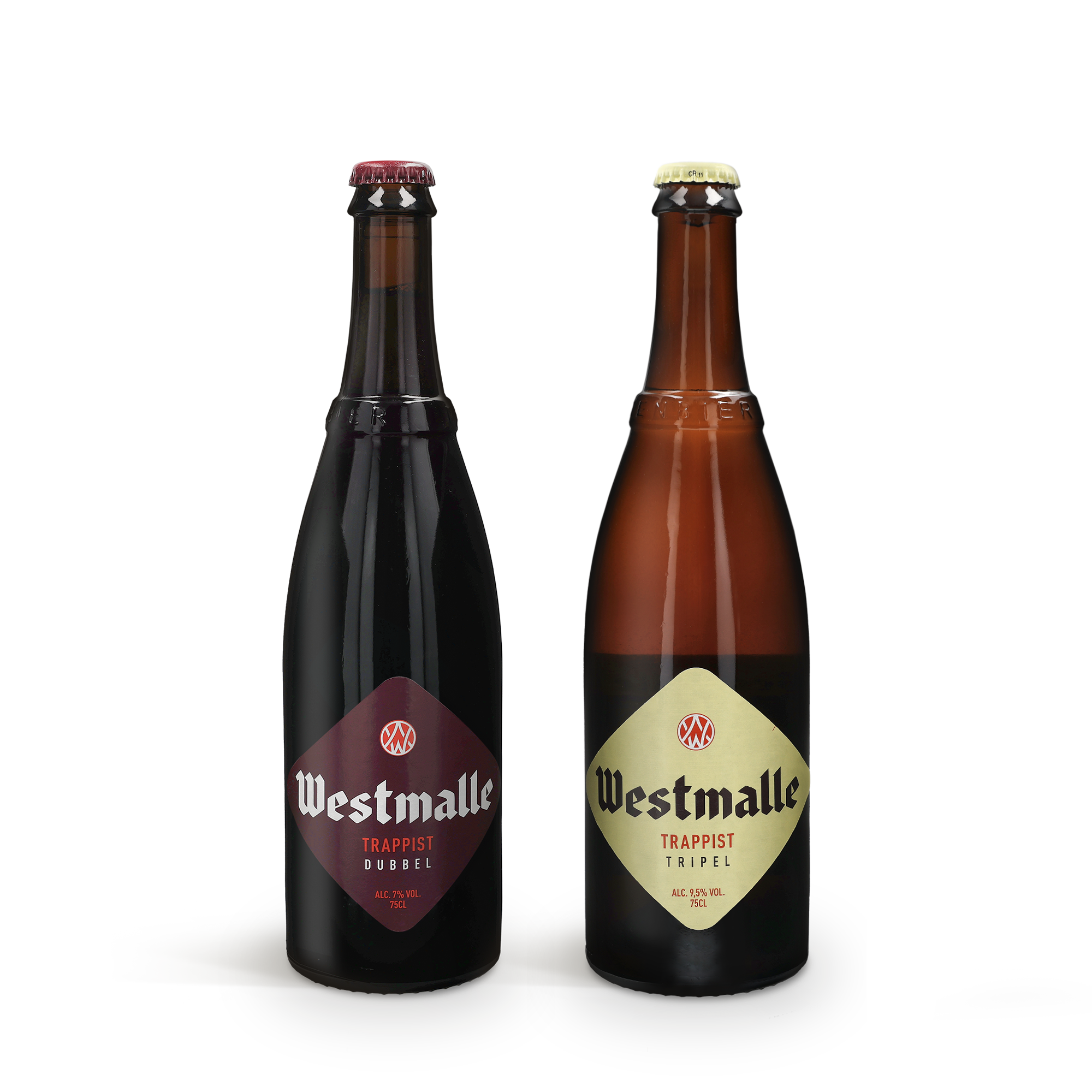 Westmalle Double és Tripel sörösajándék palackok személyre szabott fadobozban, amelyre kép, szöveg vagy logó nyomtatható