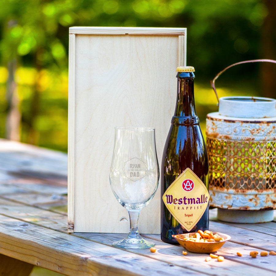 Personalised Beer Gift Box - Father's Day - Engraved Glass