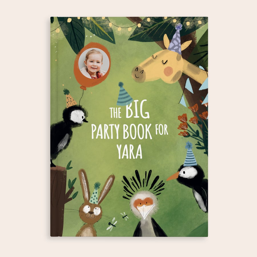Personalised book - The Big Party Book Personalised book - The Big Party Book - Hardcover, printed with a childs photo in a balloon and personalized name Yara